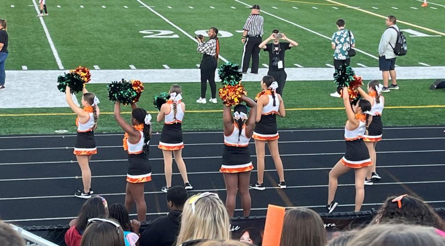The Plainfield East dance team puts on a perfomance at the Sep. 8th football game against Oswego East High School.