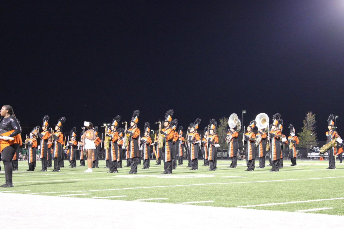 Plainfield Easts band half time show at senior night game against Waubonsie Valley High School on Sept. 1.