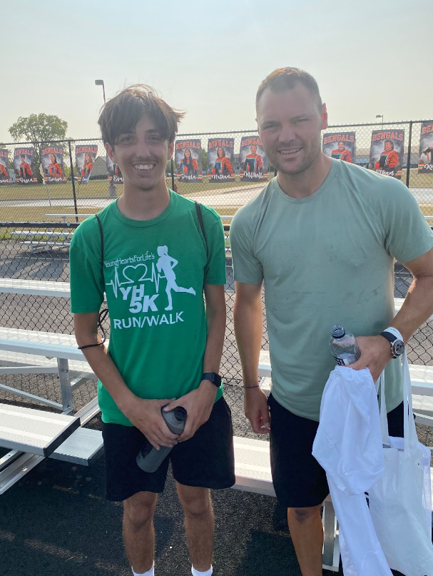 Dominic Taylor and Professional Golfer Martin Kaymer after a quick interview on the PEHS track 