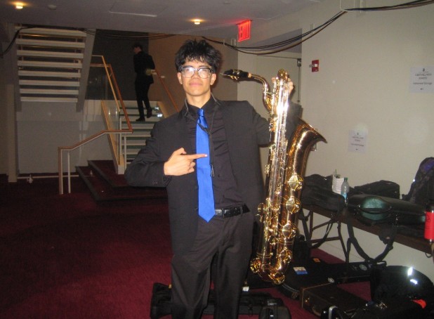 Ivan Diaz poses with his instrument.